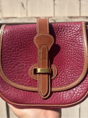 Women's Burgundy Leather Crossbody Bag with Tan Trim